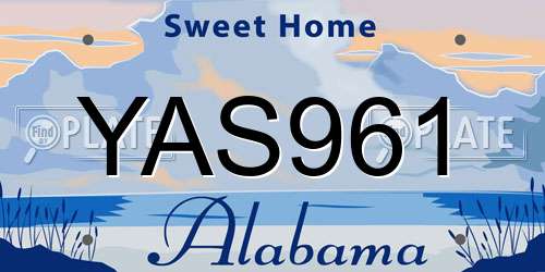 YAS961 Alabama License Plate