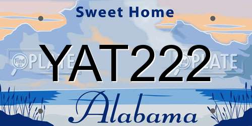 YAT222 Alabama License Plate