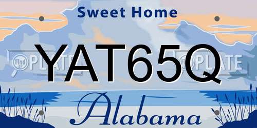 YAT65Q Alabama License Plate
