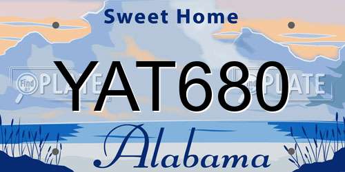 YAT680 Alabama License Plate
