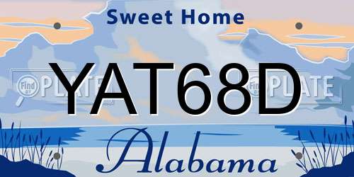 YAT68D Alabama License Plate