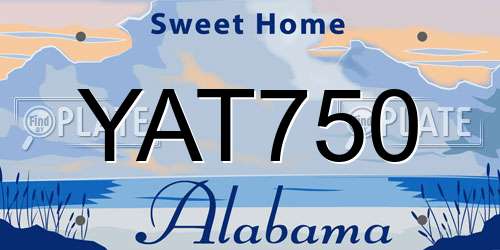 YAT750 Alabama License Plate
