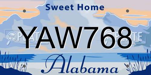 YAW768 Alabama License Plate