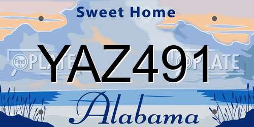 YAZ491 Alabama License Plate