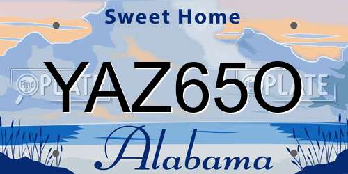 YAZ65O Alabama License Plate
