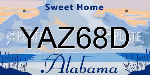 YAZ68D Alabama License Plate