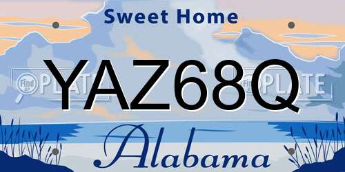 YAZ68Q Alabama License Plate