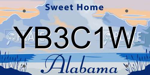 YB3C1W Alabama License Plate