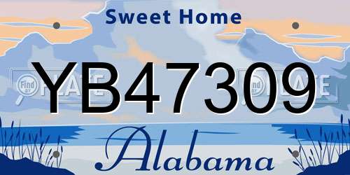 YB47309 Alabama License Plate