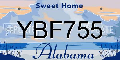 YBF755 Alabama License Plate