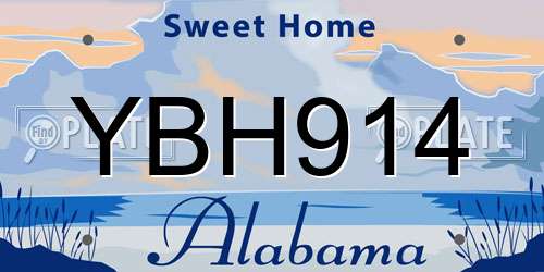 YBH914 Alabama License Plate