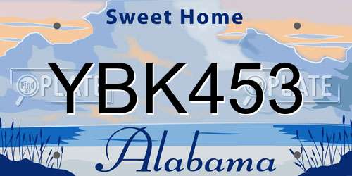 YBK453 Alabama License Plate