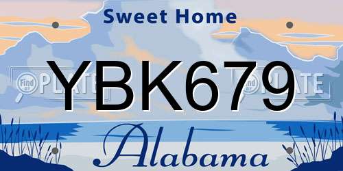 YBK679 Alabama License Plate