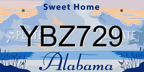 YBZ729 Alabama License Plate