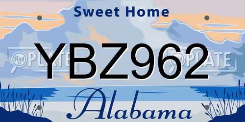 YBZ962 Alabama License Plate
