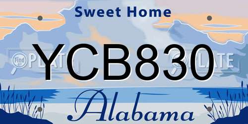 YCB830 Alabama License Plate