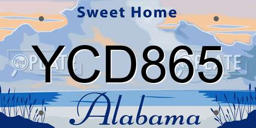 YCD865 Alabama License Plate