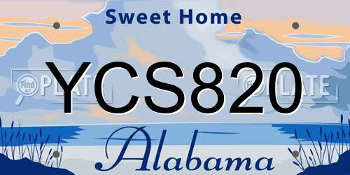 YCS820 Alabama License Plate