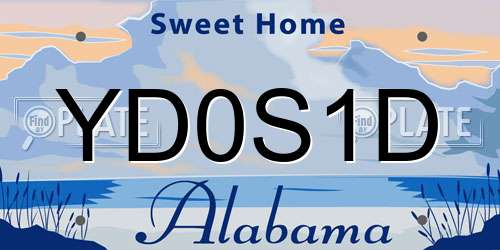 YD0S1D Alabama License Plate