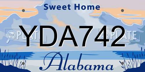 YDA742 Alabama License Plate