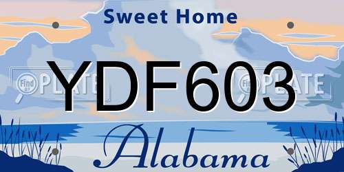 YDF603 Alabama License Plate