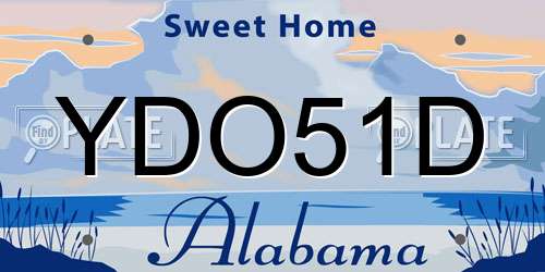YDO51D Alabama License Plate