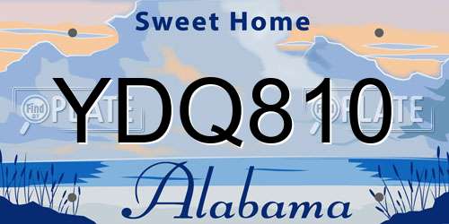 YDQ810 Alabama License Plate