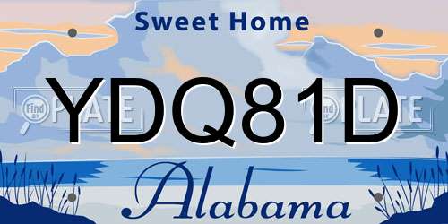 YDQ81D Alabama License Plate