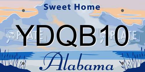 YDQB10 Alabama License Plate
