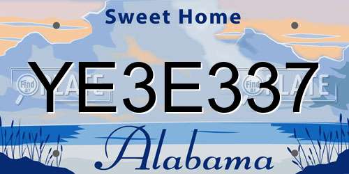YE3E337 Alabama License Plate