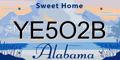 YE5O2B Alabama License Plate