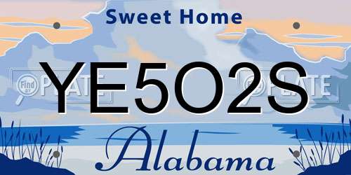 YE5O2S Alabama License Plate