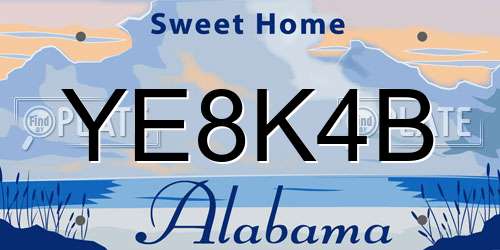 YE8K4B Alabama License Plate