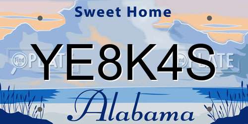 YE8K4S Alabama License Plate