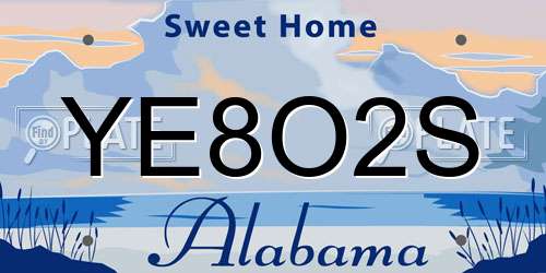 YE8O2S Alabama License Plate