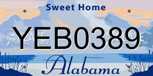YEB0389 Alabama License Plate