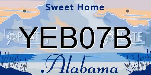 YEB07B Alabama License Plate