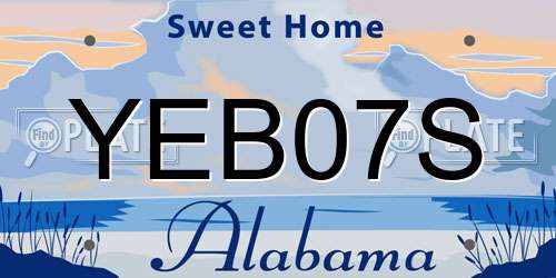 YEB07S Alabama License Plate