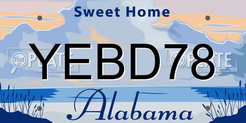 YEBD78 Alabama License Plate