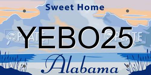 YEBO25 Alabama License Plate