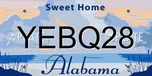 YEBQ28 Alabama License Plate
