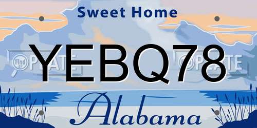 YEBQ78 Alabama License Plate