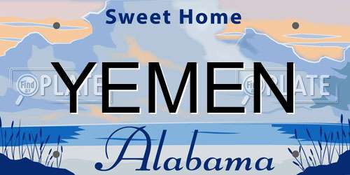 YEMEN Alabama License Plate