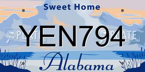 YEN794 Alabama License Plate