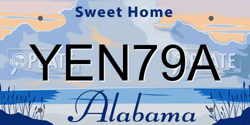 YEN79A Alabama License Plate
