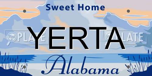 YERTA Alabama License Plate