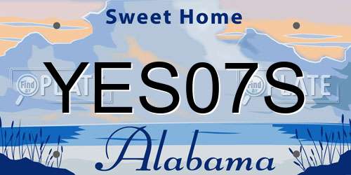 YES07S Alabama License Plate