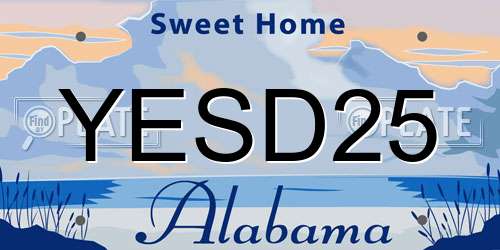 YESD25 Alabama License Plate