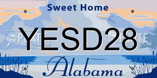 YESD28 Alabama License Plate
