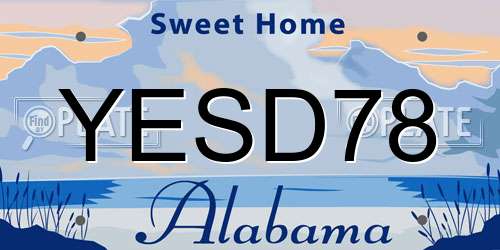 YESD78 Alabama License Plate